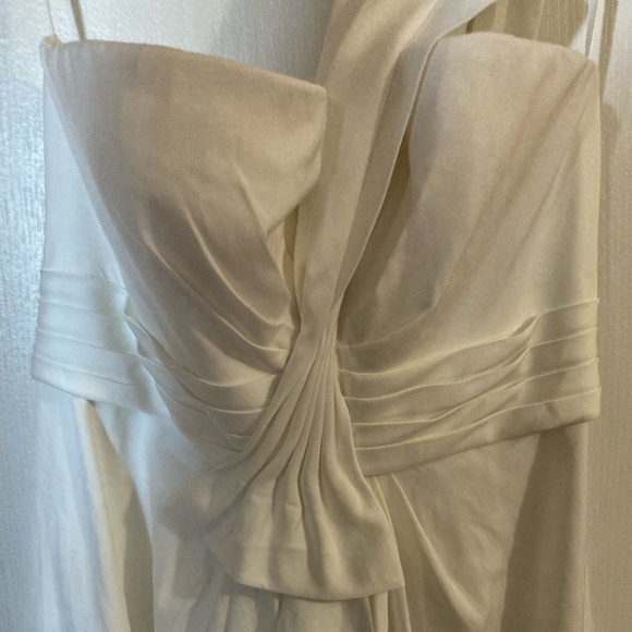 Bcbgmaxazria White One Shoulder Dress, Size 10 - Picture 3 of 8